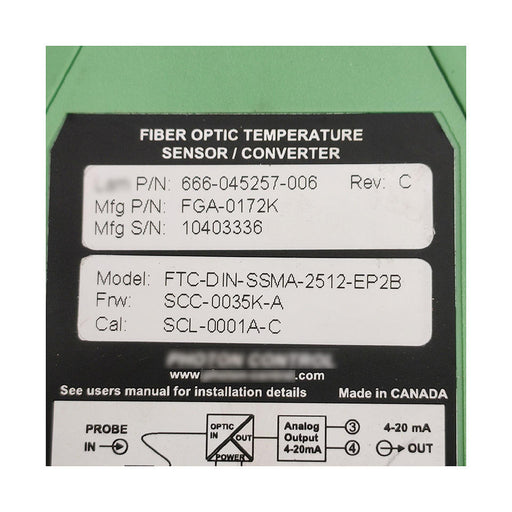 Other Fiber Optic Temperature Sensor Converter FTC-DIN-SSMA-2512-EP2B Used In Good Condition