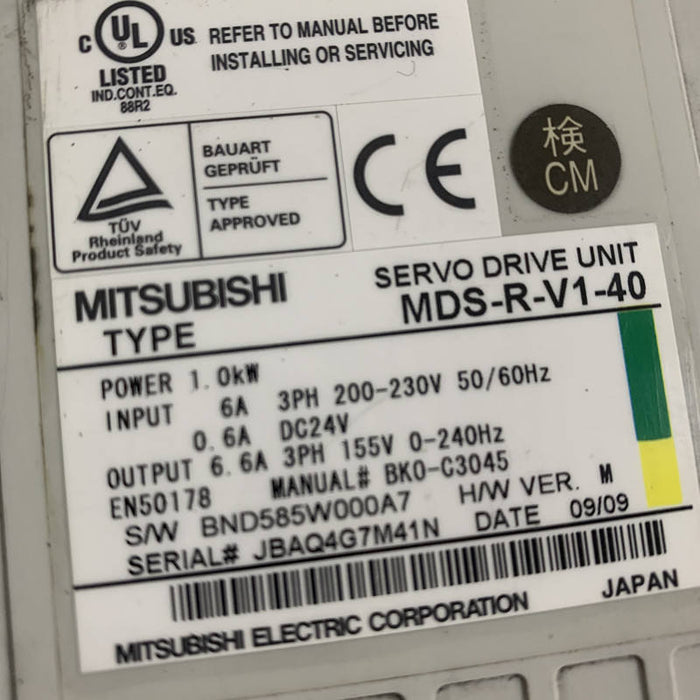 Mitsu Bishi In Stock Fast Delivery Mitsu BishiServo Motor Drive Controller Amplifiers MDS-R-V1-40 Used Parts