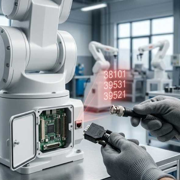 ABB robot encoder signal loss troubleshooting guide for SMB systems, addressing 38101 transmission errors, 39531 encoder faults, and 39521 SMB communication failures.