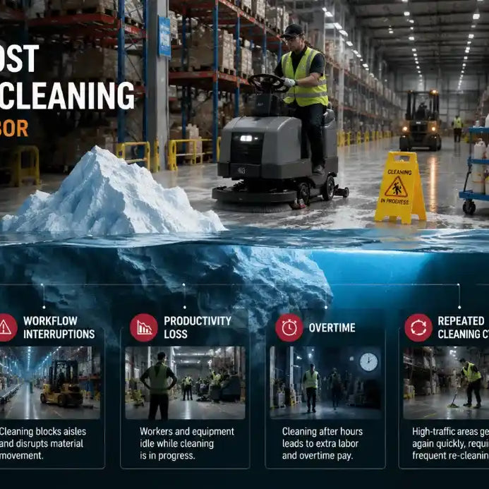 Hidden operational costs of manual industrial cleaning including downtime workflow disruption and productivity loss