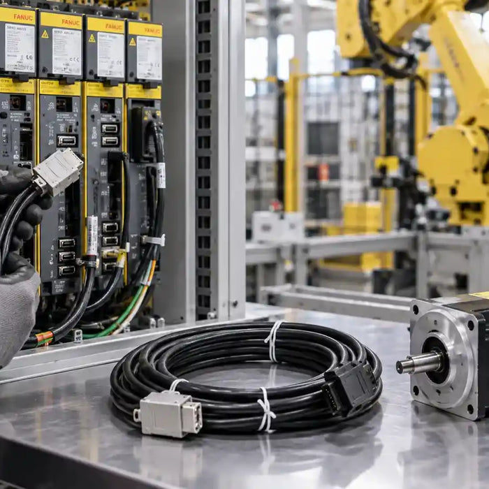 Industrial robot servo feedback cable inspection for intermittent servo alarms and signal failures