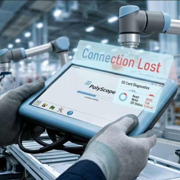 Universal Robots teach pendant troubleshooting guide for CB3 and e-Series controllers, diagnosing PolyScope boot loop screens, touchscreen unresponsiveness, and connection lost errors.