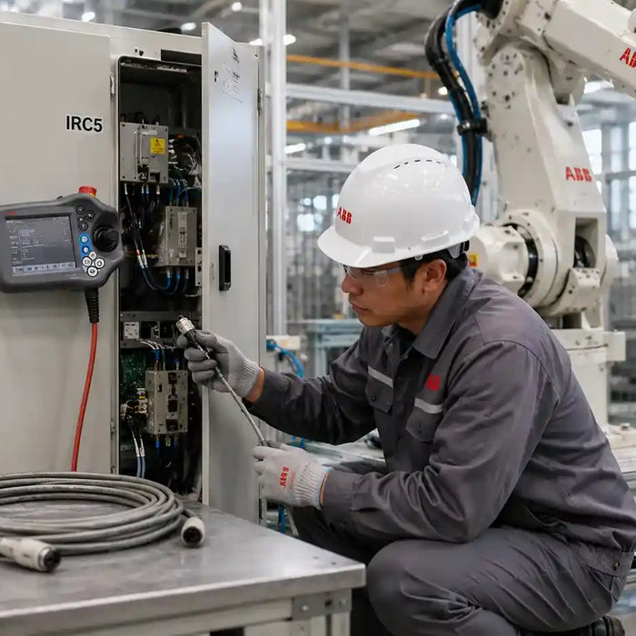 Industrial robot feedback cable inspection for warm-up related signal and communication failures