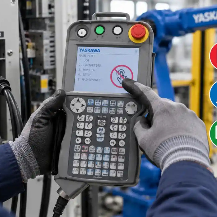 Yaskawa Smart Pendant touchscreen failure diagnosis during industrial robot maintenance