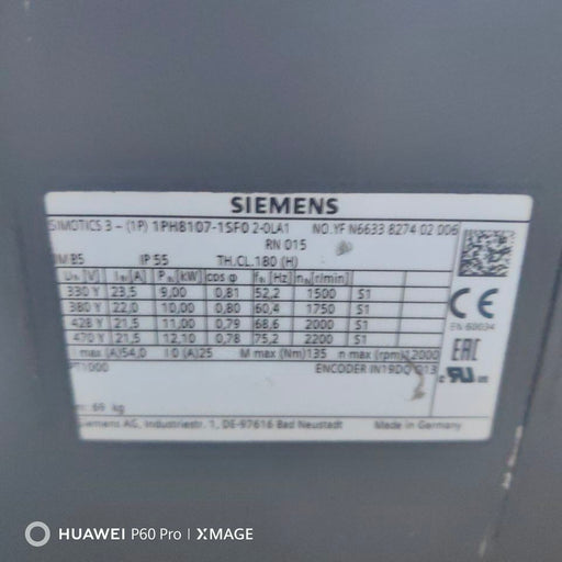 Siemens 1PH8107-1SF02-OLA1 Spindle Motor