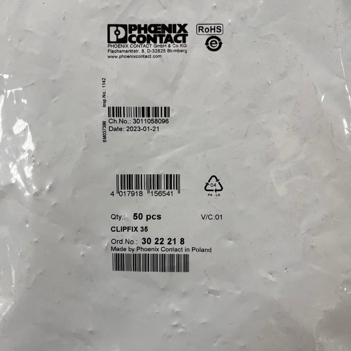 Phoenx Cnc Plc Terminal FixturesForSnap Plastic Plug 3022218 100% Original