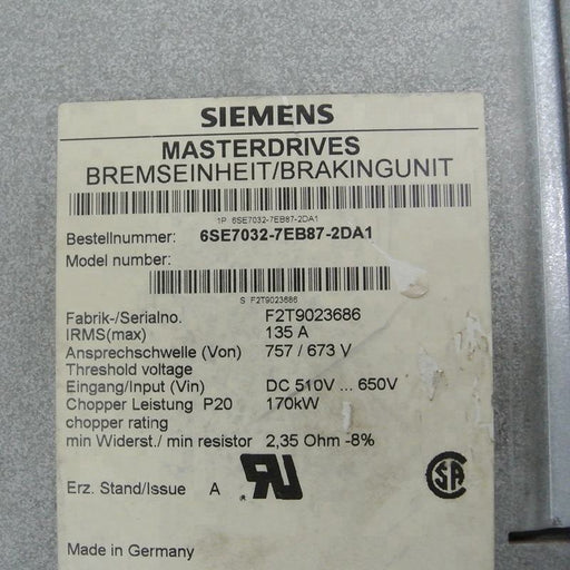Siemens 6se7032-7eb87-2da2 Variable Frequency Drive
