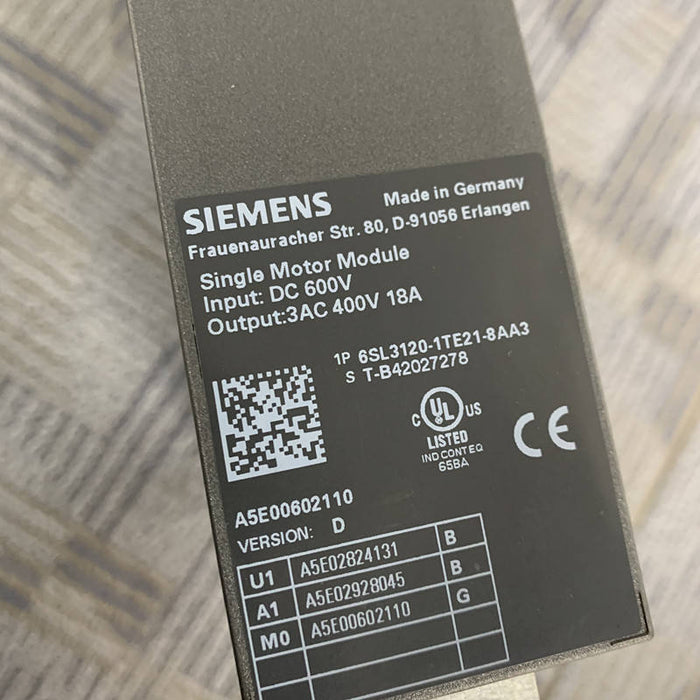 Siemens 6SL3120-1TE21-8AA3-1 Double Motor Module
