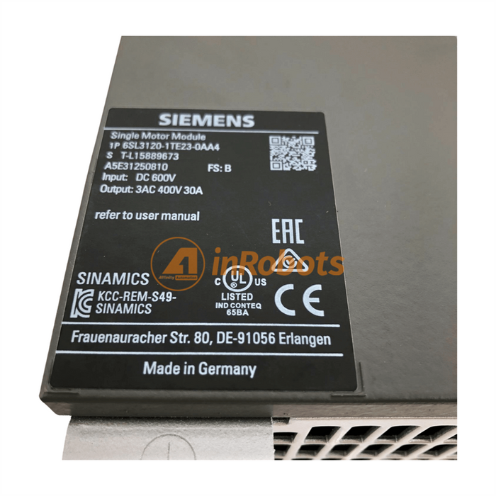 Siemens Single Motor Module 6SL3120-1TE23-OAA4 NEW