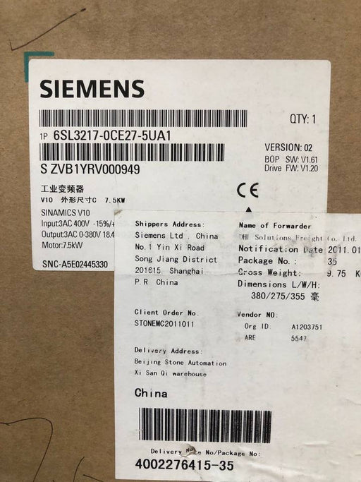 Brand New Original/Used Siemens inverter 6SL3217-0CE27-5UA1