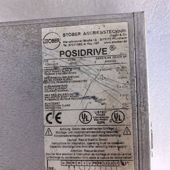 OVERHAULED STOBER FDS4040/B POSIDRIVE FREQUENCY CONVERTER 2.2kW