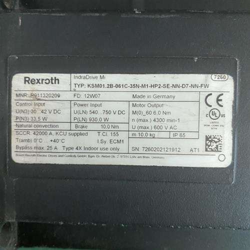 Rexroth Servo Motor KSM01.2B-061C-35N-M1-HP2-SE-NN-D7-NN-FW Used in good condition