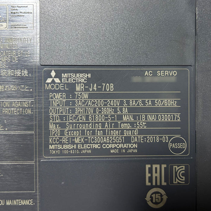 Mitsubishi mr-j4-70b-1 AC Servo Drive