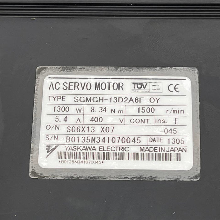 Yaskawa Cncjapan PlcServo MotorBr SGMGH-13D2A6F-OY 100% Original