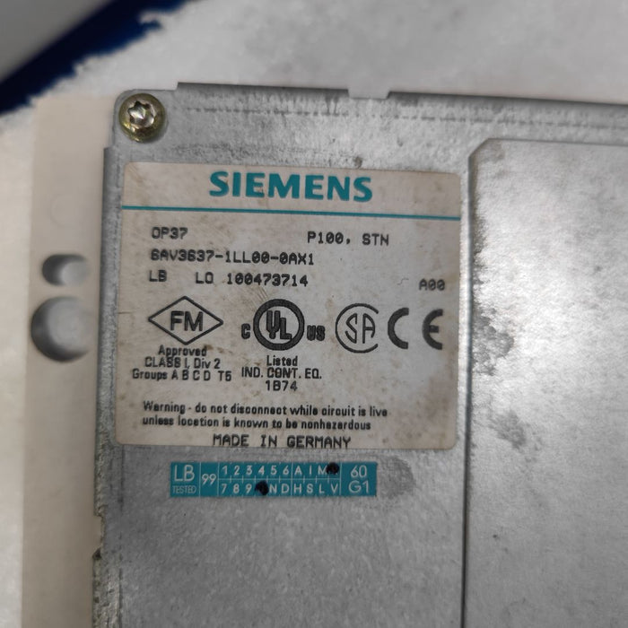 Siemens 6AV3637-1LL00-0AX1 Operator Panel OP37 Used