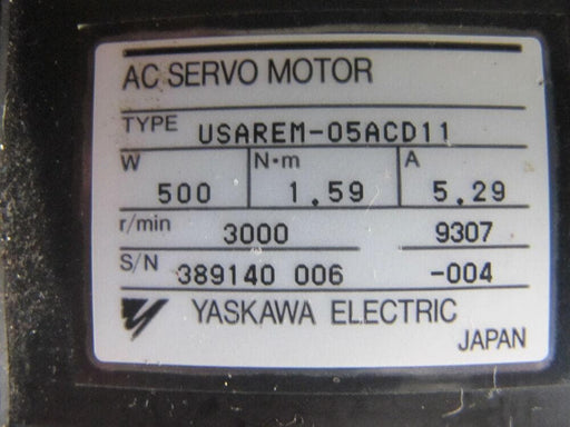 Yaskawa USAREM-05ACD11 AC Servo Motor