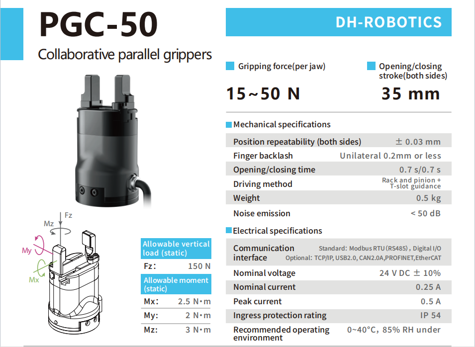 DH-ROBOTICS_PGC-300_collaborative_electric_gripper_specifications