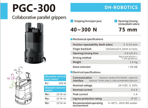 DH-ROBOTICS_PGC-300_collaborative_electric_gripper_specifications
